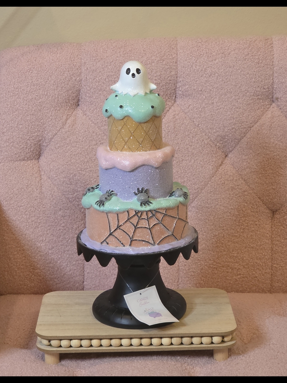 Pastel Halloween Ghost Cake Decor - Pink, Purple, Mint